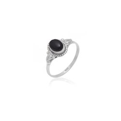 Anillo Plata Mujer ANM0086PL14OX Piedra Mineral Onix Negro Ovalada