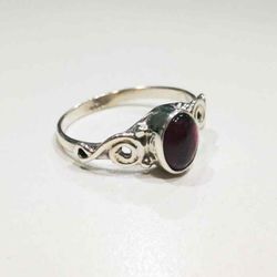 Anillo Plata Mujer ANM0087PL12GR Piedra Mineral Granate Redonda