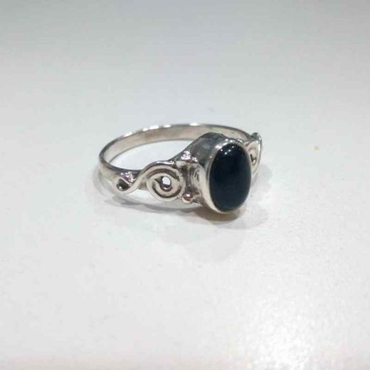 Anillo Plata Mujer ANM0087PL12OX Piedra Mineral Onix Negro Redonda