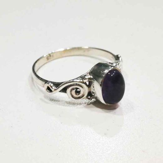Anillo Plata Mujer ANM0087PL14AM Piedra Mineral Amatista Redonda