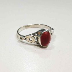 Anillo Plata Mujer ANM0087PL16CL Piedra Mineral Coral Redonda