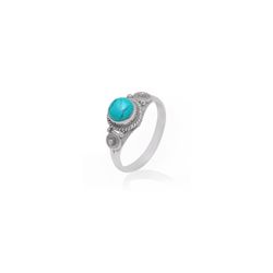 Anillo Plata Mujer ANM0089PL12TU Piedra Mineral Turquesa Redonda