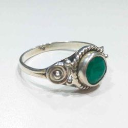 Anillo Plata Mujer ANM0089PL14ES Piedra Mineral Esmeralda Redonda