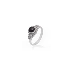 Anillo Plata Mujer ANM0089PL16OX Piedra Mineral Onix Negro Redonda