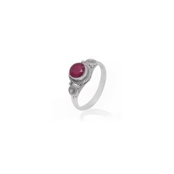 Anillo Plata Mujer ANM0089PL16RU Piedra Mineral Rubí Redonda