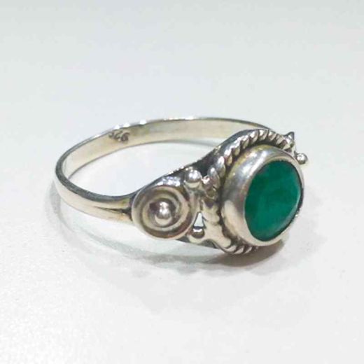 Anillo Plata Mujer ANM0089PL18ES Piedra Mineral Esmeralda Redonda
