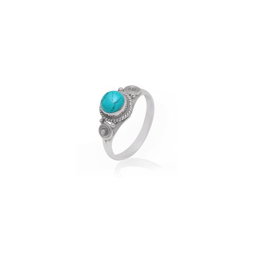 Anillo Plata Mujer ANM0089PL18TU Piedra Mineral Turquesa Redonda