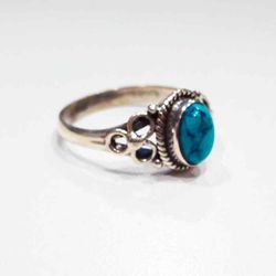 Anillo Plata Mujer ANM0090PL12TU Piedra Mineral Turquesa Ovalada