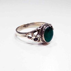 Anillo Plata Mujer ANM0090PL14ES Piedra Mineral Esmeralda Ovalada