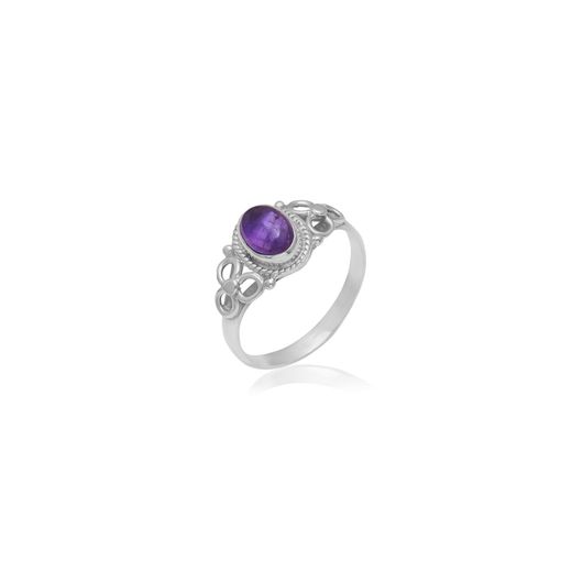 Anillo Plata Mujer ANM0090PL16AM Piedra Mineral Amatista Ovalada