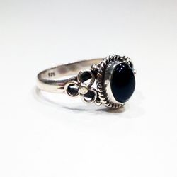 Anillo Plata Mujer ANM0090PL18OX Piedra Mineral Onix Negro Ovalada