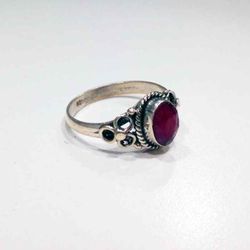 Anillo Plata Mujer ANM0090PL18RU Piedra Mineral Rubí Ovalada