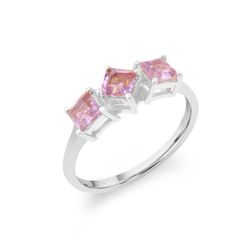 Anillo Plata Mujer ANM0168PLAM14 3 Piedras Mineral Amatista