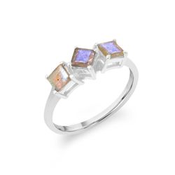 Anillo Plata Mujer ANM0168PLLA12 3 Piedras Mineral Labradorita