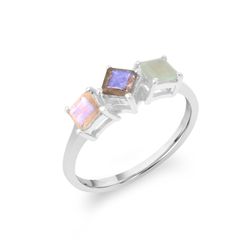 Anillo Plata Mujer ANM0168PLVA16 3 Piedras Mineral Varios