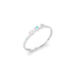 Anillo Plata Mujer ANM0173PLPL14 3 Piedras Naturales Piedra Luna