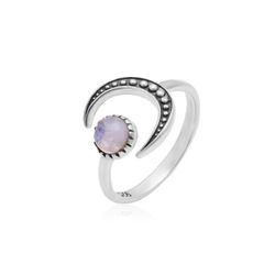 Anillo Plata Mujer ANM0177PLPL Abierto Media Luna C. Piedra Natural Piedra Luna