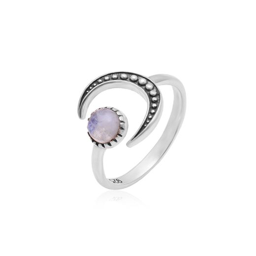 Anillo Plata Mujer ANM0177PLPL Abierto Media Luna C. Piedra Natural Piedra Luna