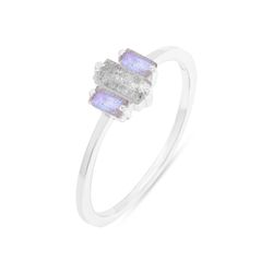 Anillo Plata Mujer ANM0178PLLA14 3 Piedras Minerales Labradorita Rectangulares