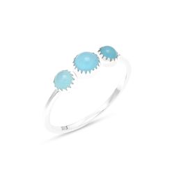 Anillo Plata Mujer ANM0179PLCA14 3 Piedras Minerales Calcedonia Azul