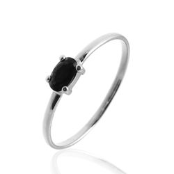 Anillo Plata Mujer ANZ0035RH10 Circonita Rectangular Negra