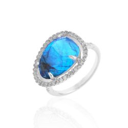 Anillo Plata Mujer ANZ0066RH12LA Circonitas & Piedra Mineral Labradorita