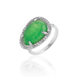 Anillo Plata Mujer ANZ0066RH14OV Circonitas & Piedra Mineral Onix Verde