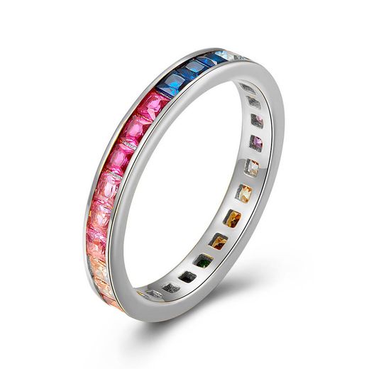 Anillo Plata Mujer ANZ0142RH12 Circonitas Multicolor