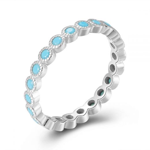 Anillo Plata Mujer ANZ0161RHTU10 Circonitas Turquesa
