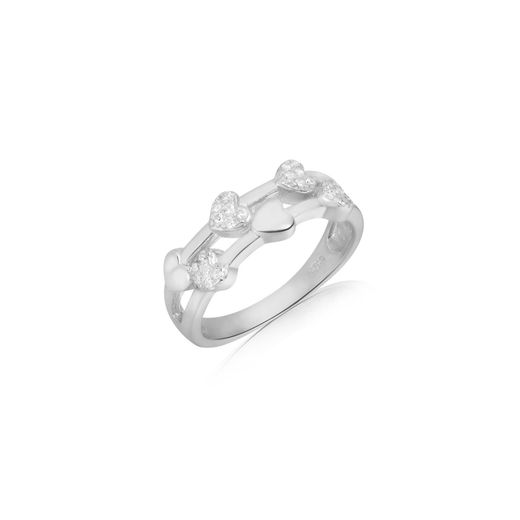 Anillo Plata Mujer ANZ0342RH12 Corazones Circonitas