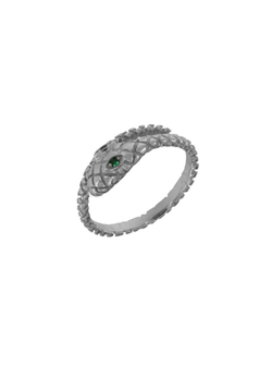 Anillo Plata Mujer PANI2040/10 Serpiente Ojos Circonitas Verdes
