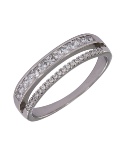 Anillo Plata Mujer PANI2109/10 Doble Banda Circonitas Baguette
