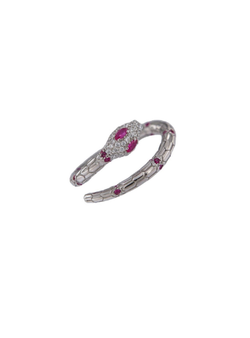Anillo Plata Mujer PANI2142 Serpiente Circonitas Rosadas