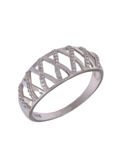 Anillo Plata Mujer PANI2147/10 Bandas Cruzadas X Circonitas
