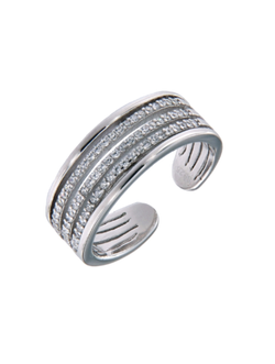Anillo Plata Mujer PANI2183 Abierto Bandas Circonitas