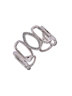 Anillo Plata Mujer PANI2186 Abierto Óvalos Circonitas