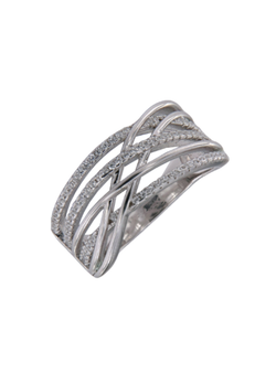 Anillo Plata Mujer PANI2194 Bandas Cruzadas Circonitas