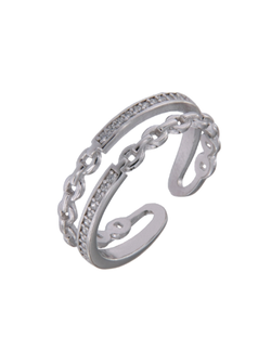 Anillo Plata Mujer PANI2197 Abierto Cadenas Circonitas