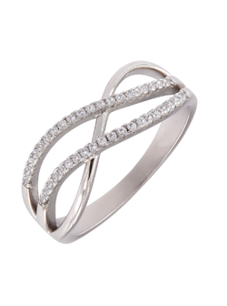 Anillo Plata Mujer PANI2296 Bandas Cruzadas Circonitas