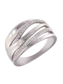 Anillo Plata Mujer PANI2297 Bandas Cruzadas Circonitas