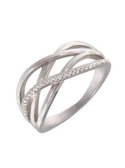 Anillo Plata Mujer PANI2299 Bandas Cruzadas Circonitas