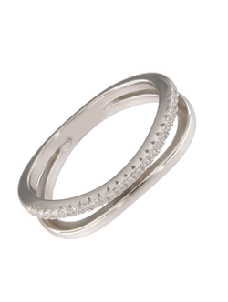 Anillo Plata Mujer PANI2300 Doble Banda Circonitas