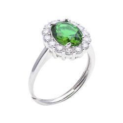 Anillo Plata Mujer R05204EM Piedra Esmeralda Ovalada C. Circonitas