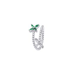 Anillo Plata Mujer R17072EM Mariposa Circonitas Verdes