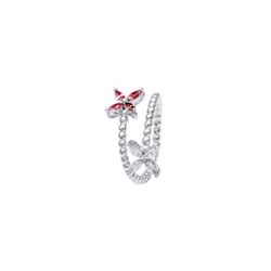 Anillo Plata Mujer R17072RB Mariposa Circonitas Rubí