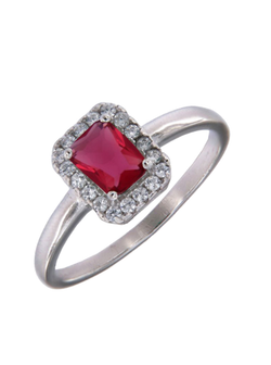 Anillo Plata PANI2157/10 Circonitas Roja Bicolor Blancas