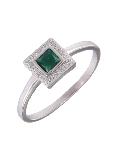 Anillo Plata PANI2168/10 Circonitas Verde Bicolor Blancas