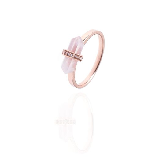 Anillo Plata Rose Mujer ANM0015RO14 Piedra Mineral Cuarzo Blanco