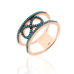 Anillo Plata Rose Mujer ANZ0024RO12 Doble Aro Infinito Circonitas Azules