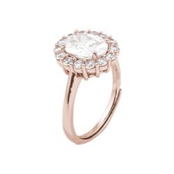 Anillo Plata Rose R05204PP Piedra Redonda Con Circonitas